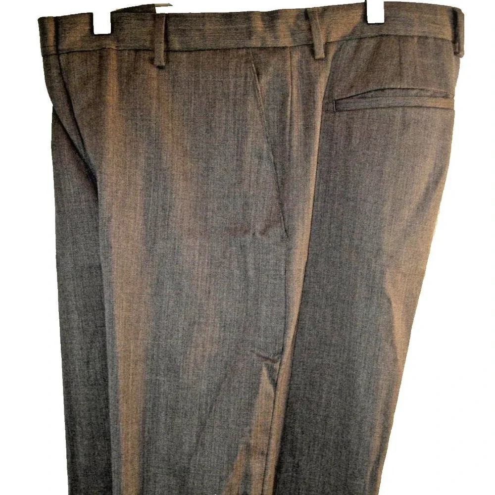 Mens Banana Republic Gray Wool Flat Front Casual Trousers sz 34x30